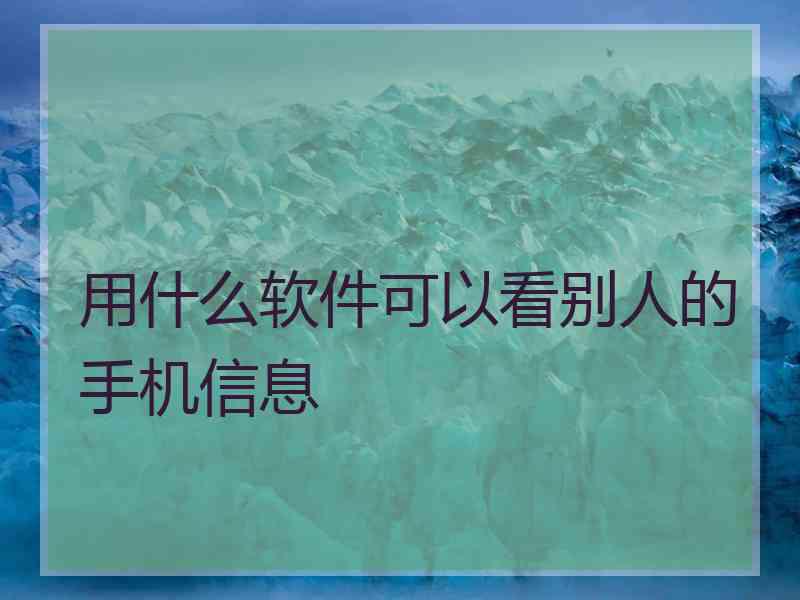 用什么软件可以看别人的手机信息