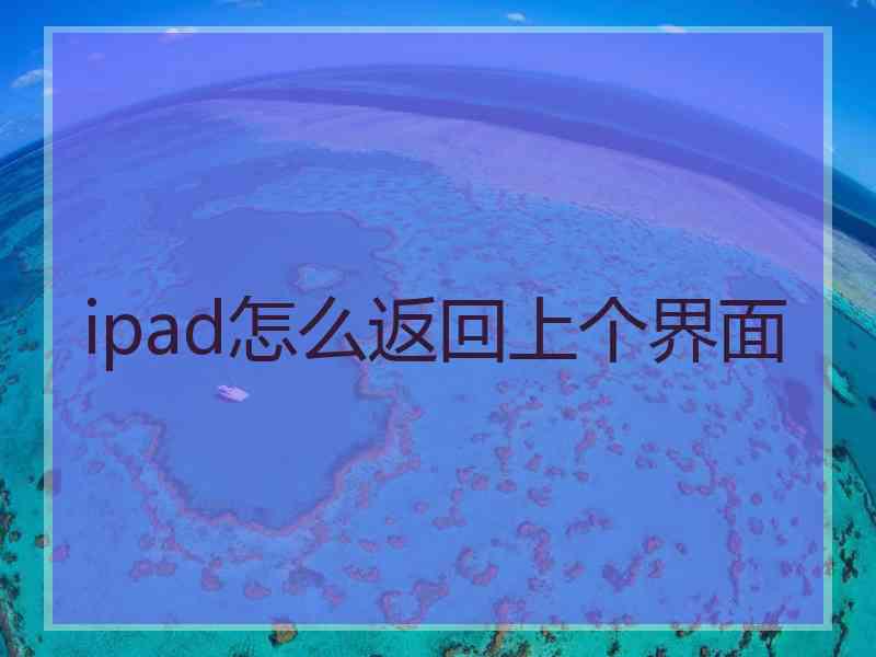 ipad怎么返回上个界面