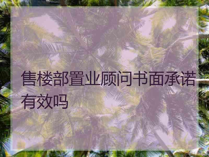 售楼部置业顾问书面承诺有效吗