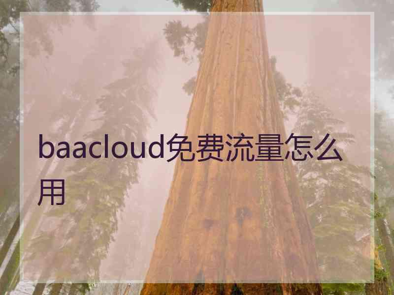 baacloud免费流量怎么用