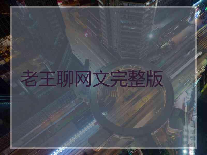 老王聊网文完整版