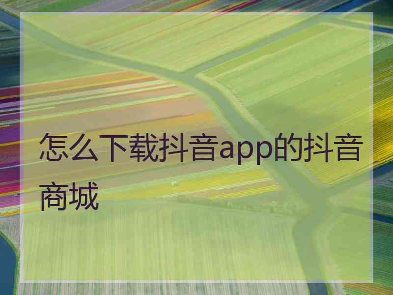 怎么下载抖音app的抖音商城