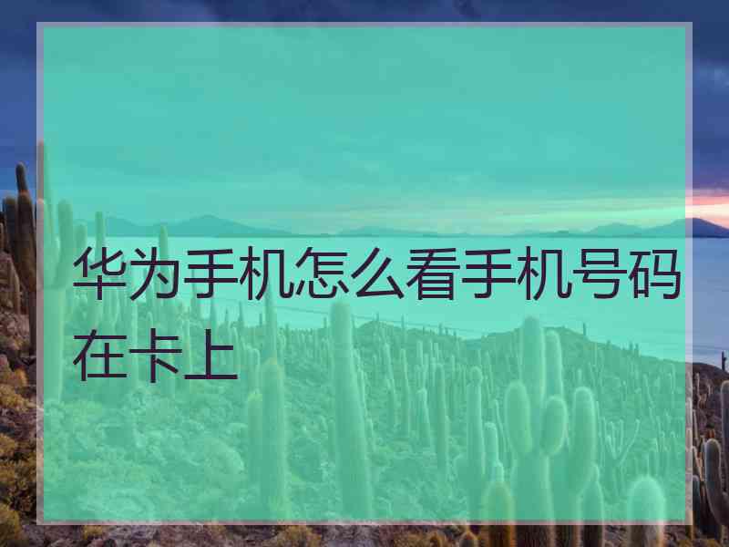 华为手机怎么看手机号码在卡上