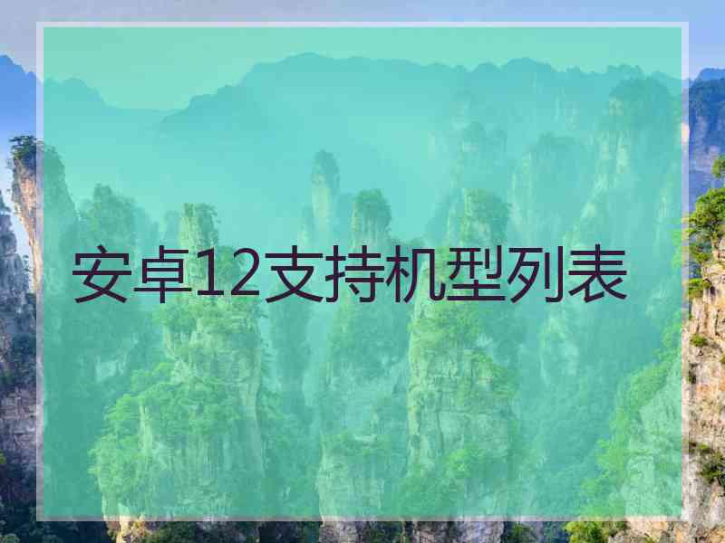 安卓12支持机型列表