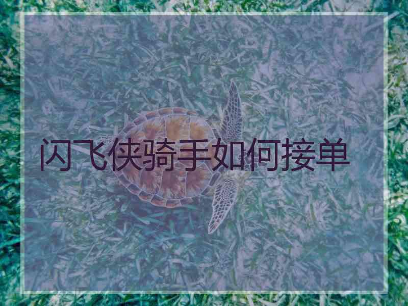 闪飞侠骑手如何接单