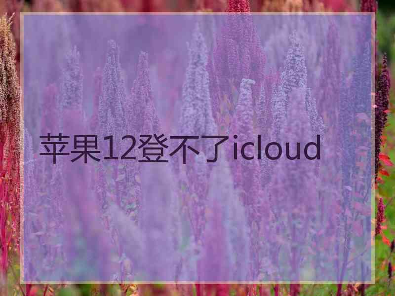 苹果12登不了icloud