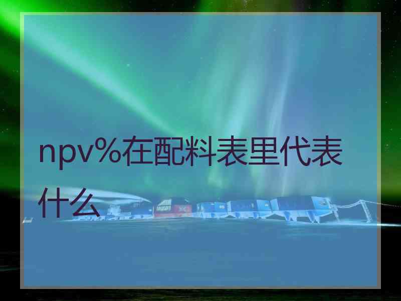 npv%在配料表里代表什么