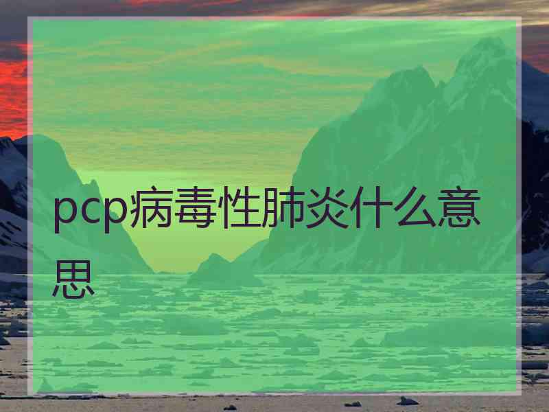 pcp病毒性肺炎什么意思