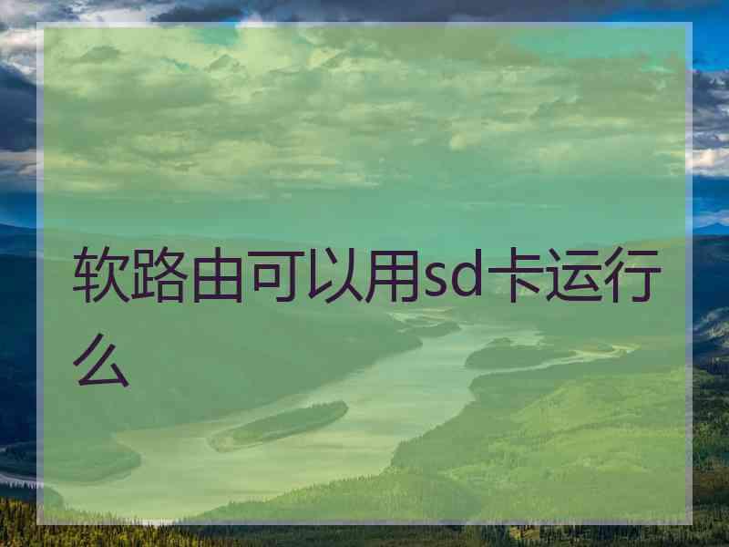 软路由可以用sd卡运行么