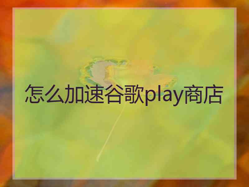 怎么加速谷歌play商店