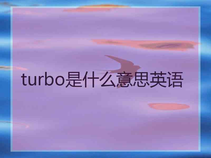 turbo是什么意思英语