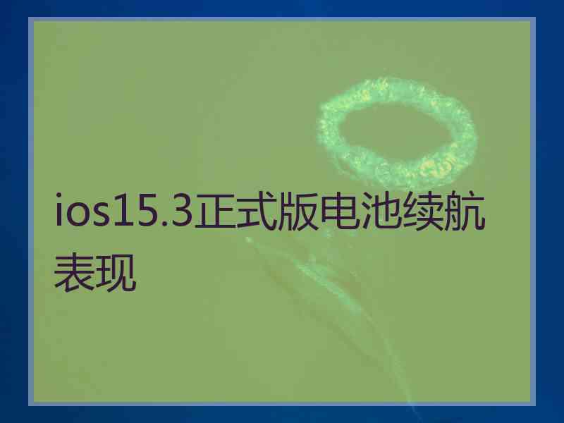 ios15.3正式版电池续航表现