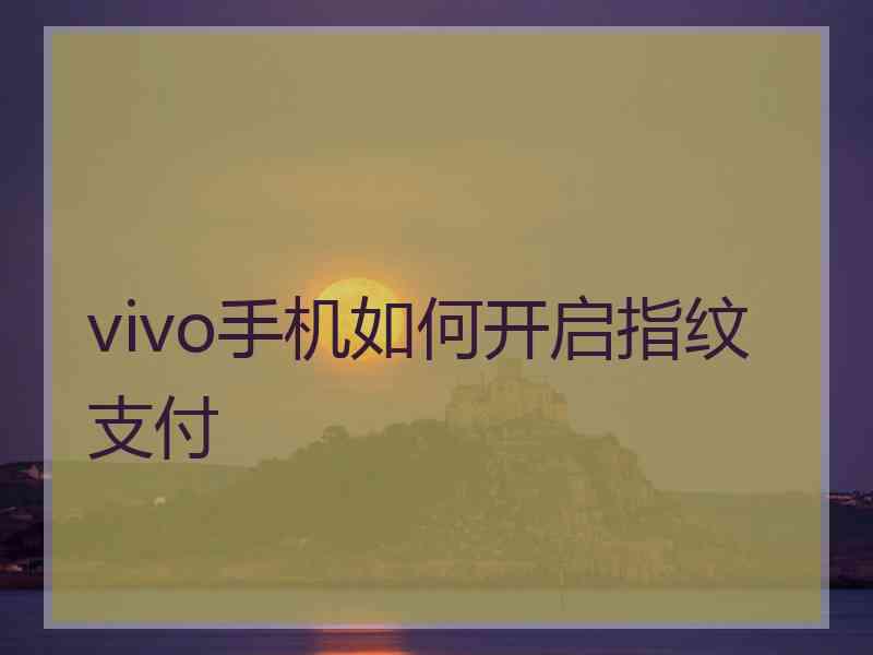 vivo手机如何开启指纹支付