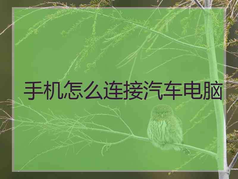 手机怎么连接汽车电脑