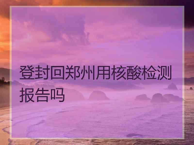 登封回郑州用核酸检测报告吗