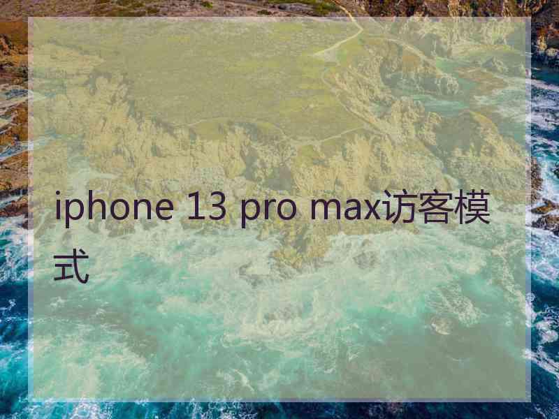 iphone 13 pro max访客模式