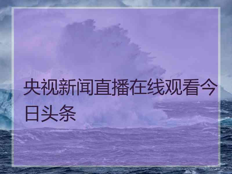 央视新闻直播在线观看今日头条