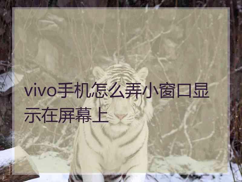 vivo手机怎么弄小窗口显示在屏幕上