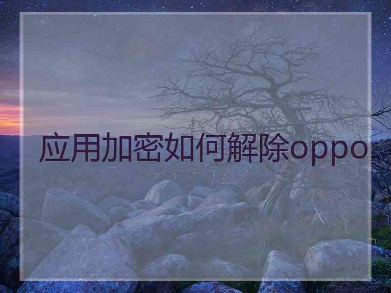 应用加密如何解除oppo