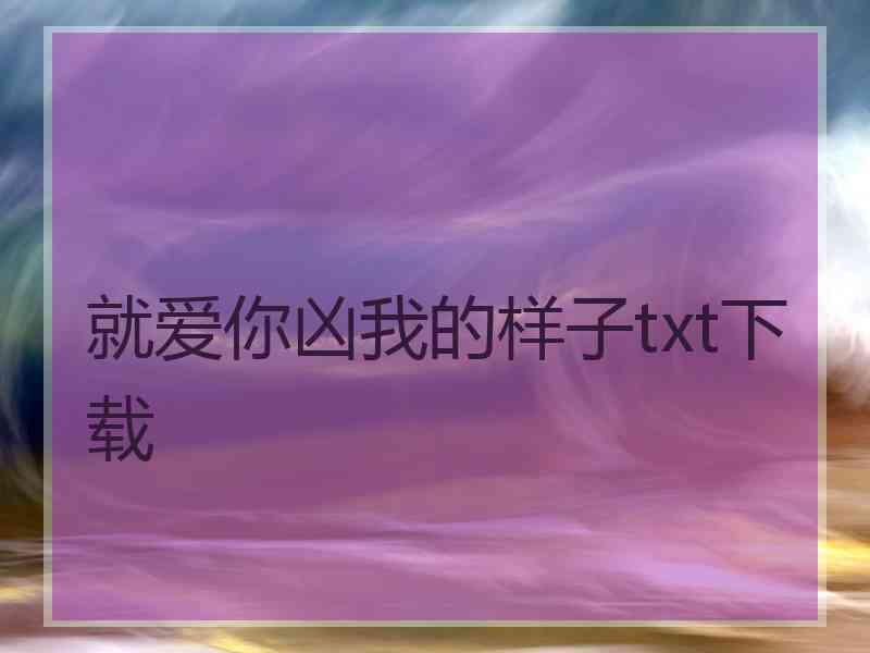 就爱你凶我的样子txt下载