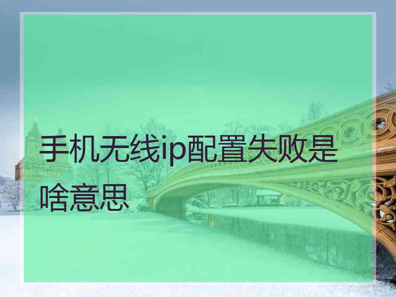 手机无线ip配置失败是啥意思