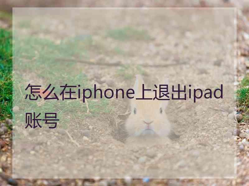 怎么在iphone上退出ipad账号