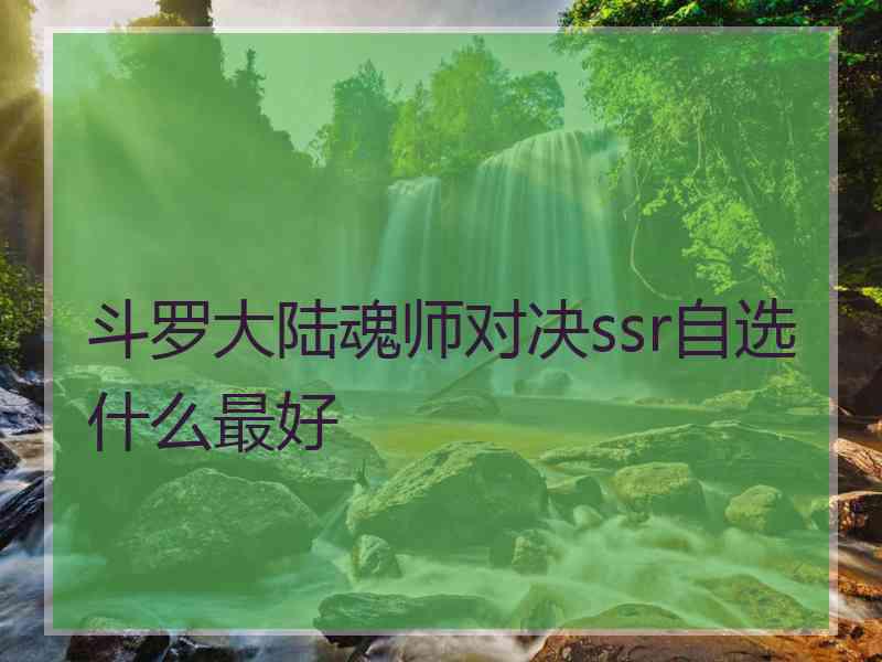 斗罗大陆魂师对决ssr自选什么最好