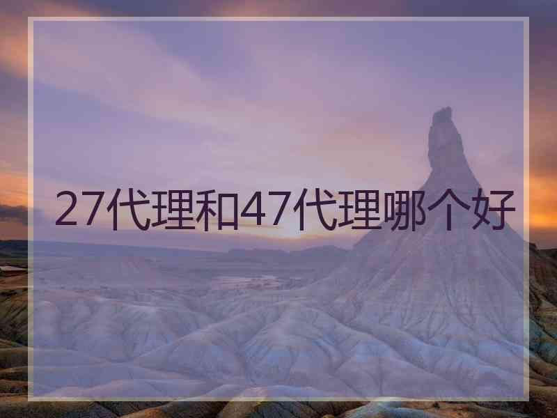 27代理和47代理哪个好