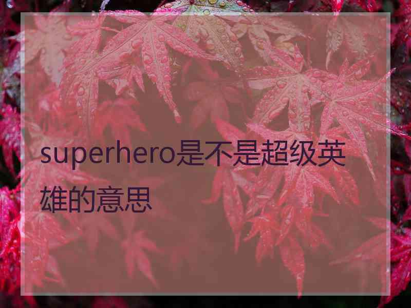 superhero是不是超级英雄的意思