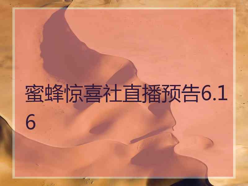 蜜蜂惊喜社直播预告6.16