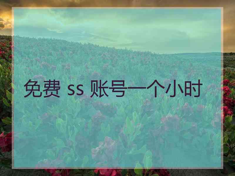 免费 ss 账号一个小时