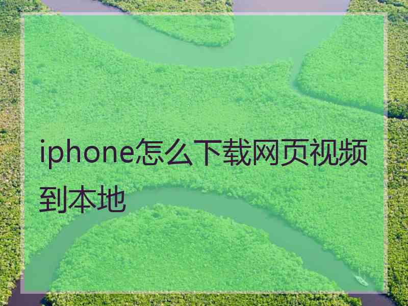 iphone怎么下载网页视频到本地