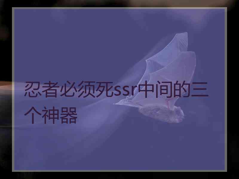 忍者必须死ssr中间的三个神器