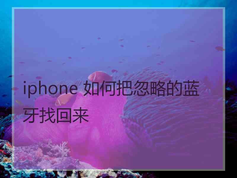 iphone 如何把忽略的蓝牙找回来