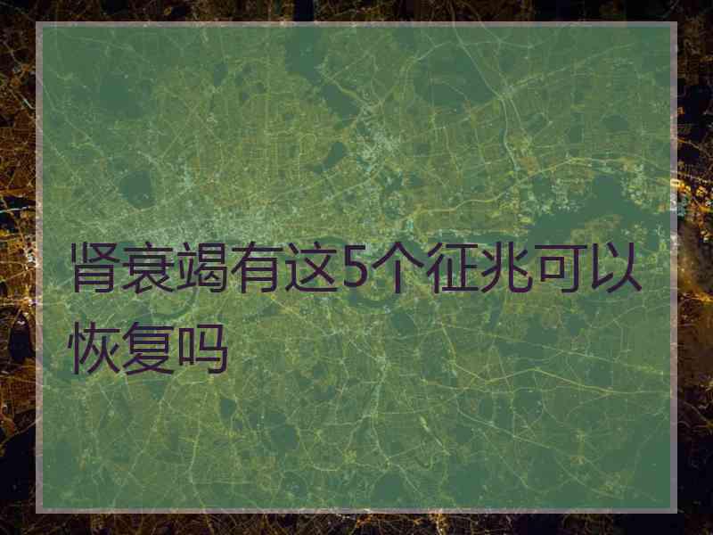 肾衰竭有这5个征兆可以恢复吗