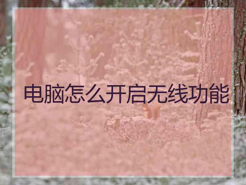 电脑怎么开启无线功能