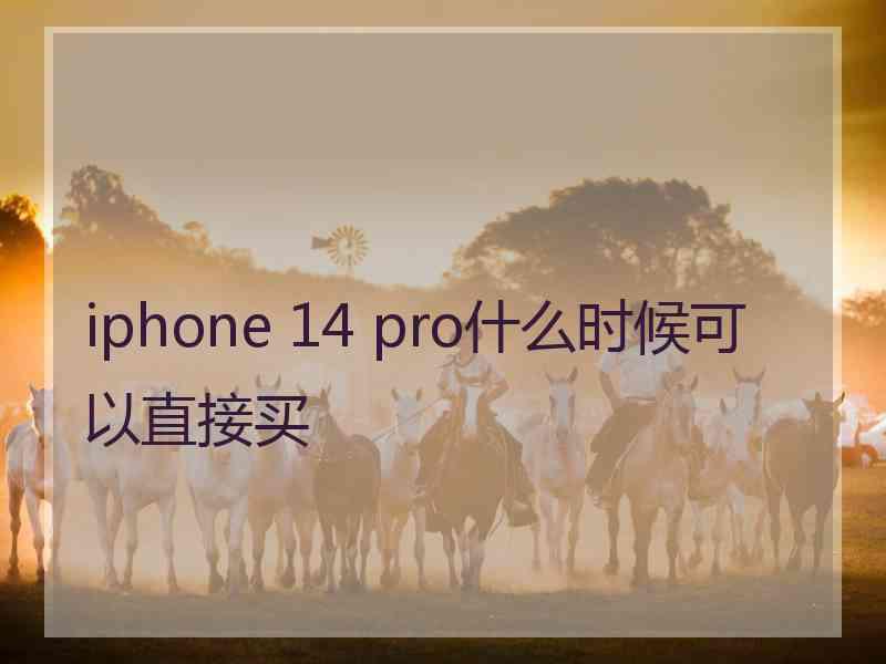 iphone 14 pro什么时候可以直接买