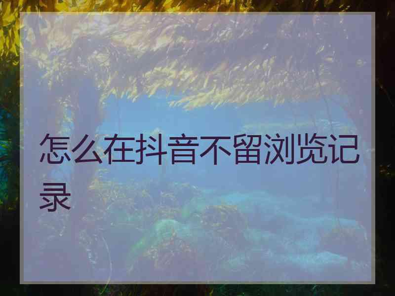 怎么在抖音不留浏览记录