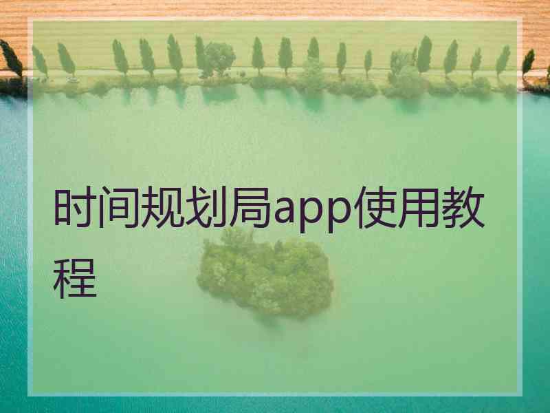 时间规划局app使用教程