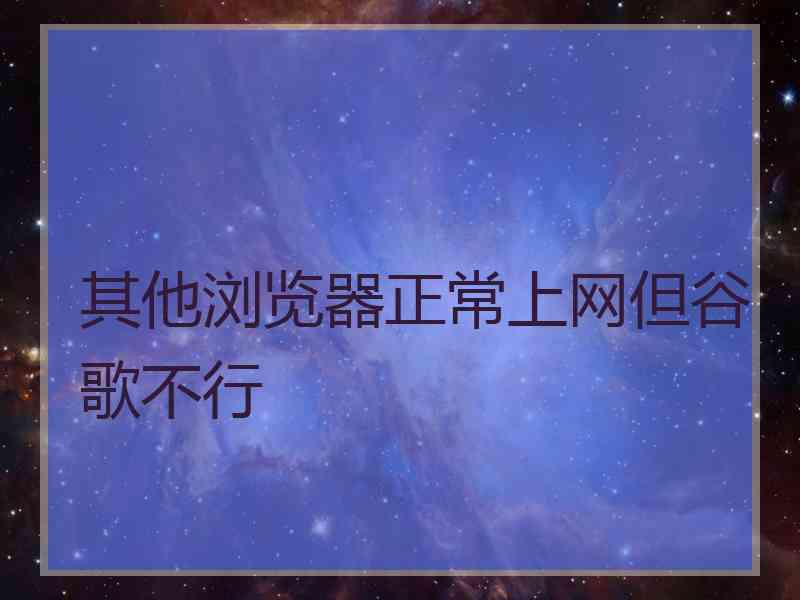 其他浏览器正常上网但谷歌不行