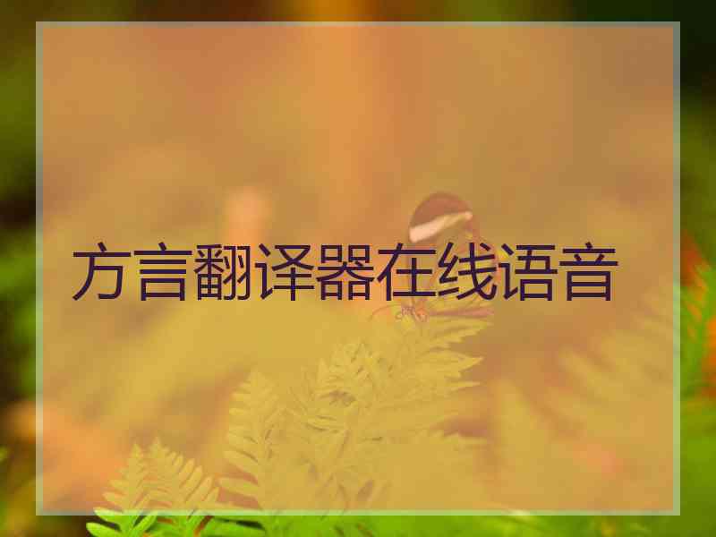 方言翻译器在线语音