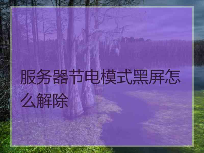 服务器节电模式黑屏怎么解除