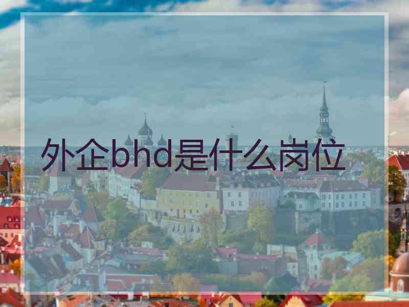 外企bhd是什么岗位