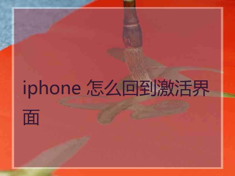 iphone 怎么回到激活界面