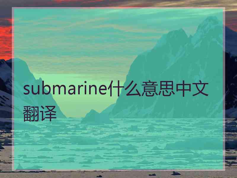 submarine什么意思中文翻译