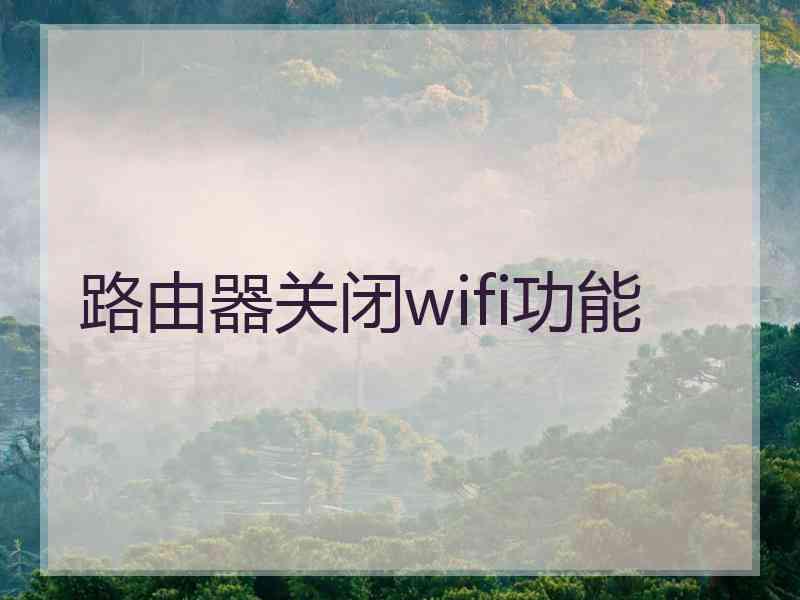 路由器关闭wifi功能