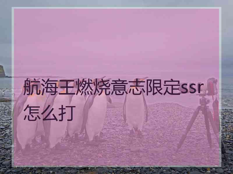 航海王燃烧意志限定ssr怎么打