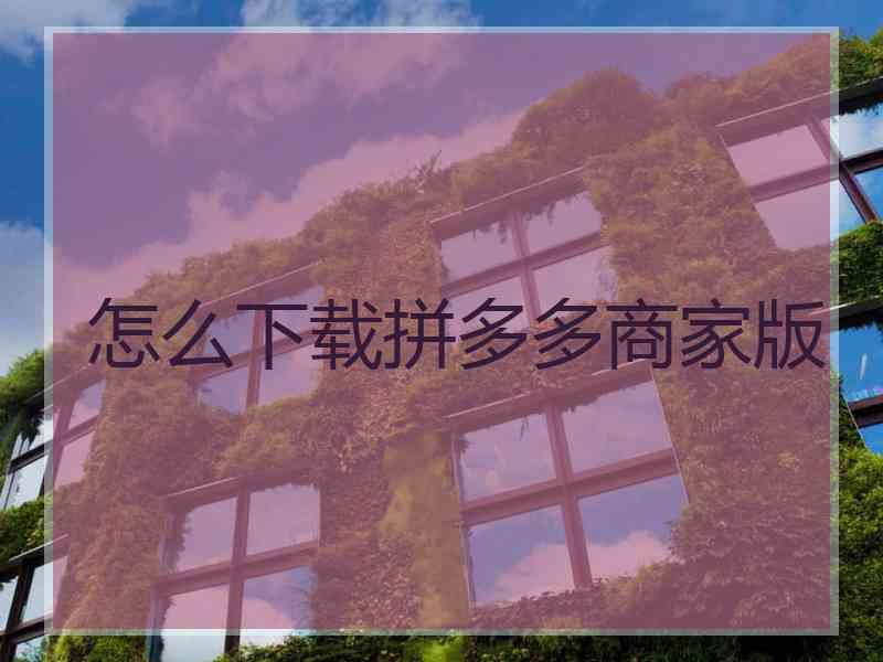 怎么下载拼多多商家版