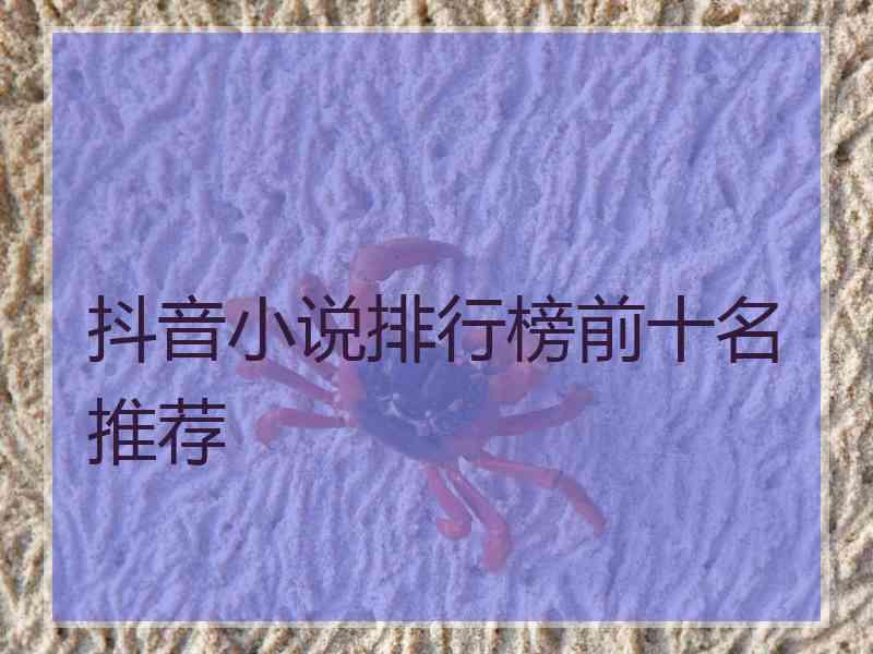 抖音小说排行榜前十名推荐