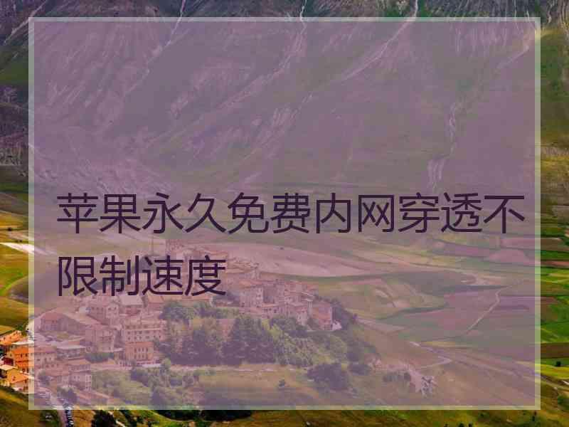 苹果永久免费内网穿透不限制速度